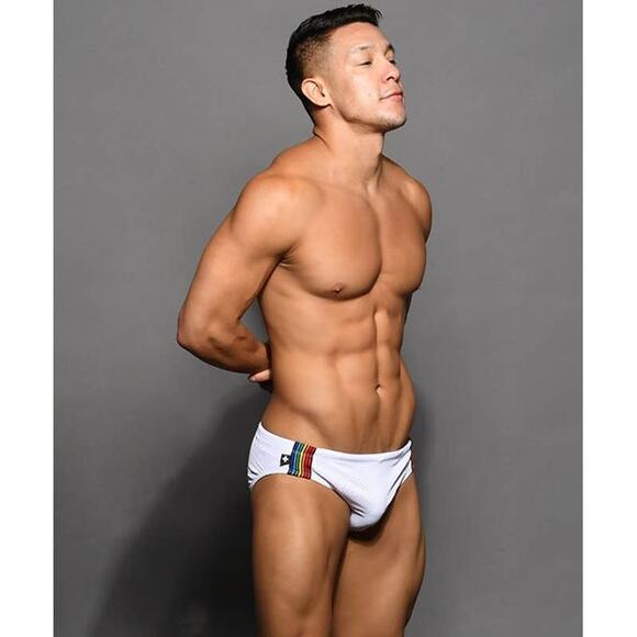 Andrew Christian Luxe Mesh Pride Bikini White Large - Picture 7 of 10